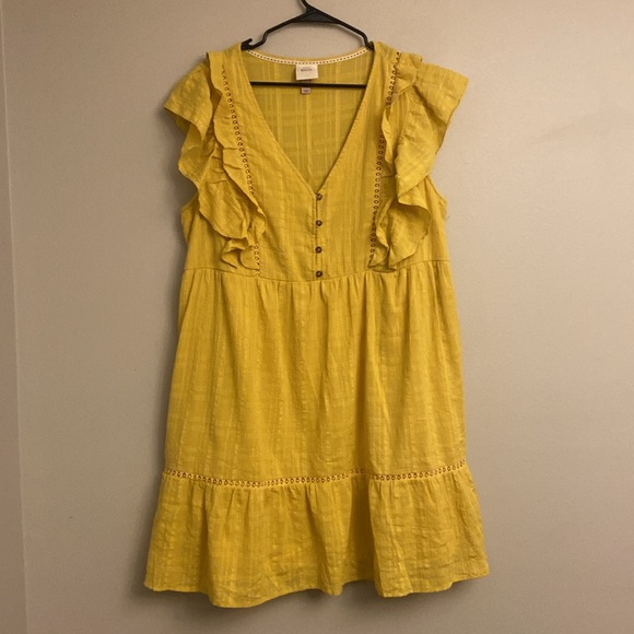⭐️Knox Rose Mustard Yellow Flutter Sleeves Mini Dress size XXL - Picture 2 of 12